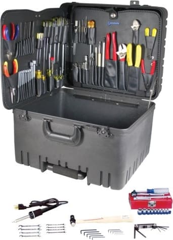 Jensen Tools JTK-17HRT - Electronics MRO Tool Kit, Wheeled Case, 17.75x14.5x 12', 65 Tools