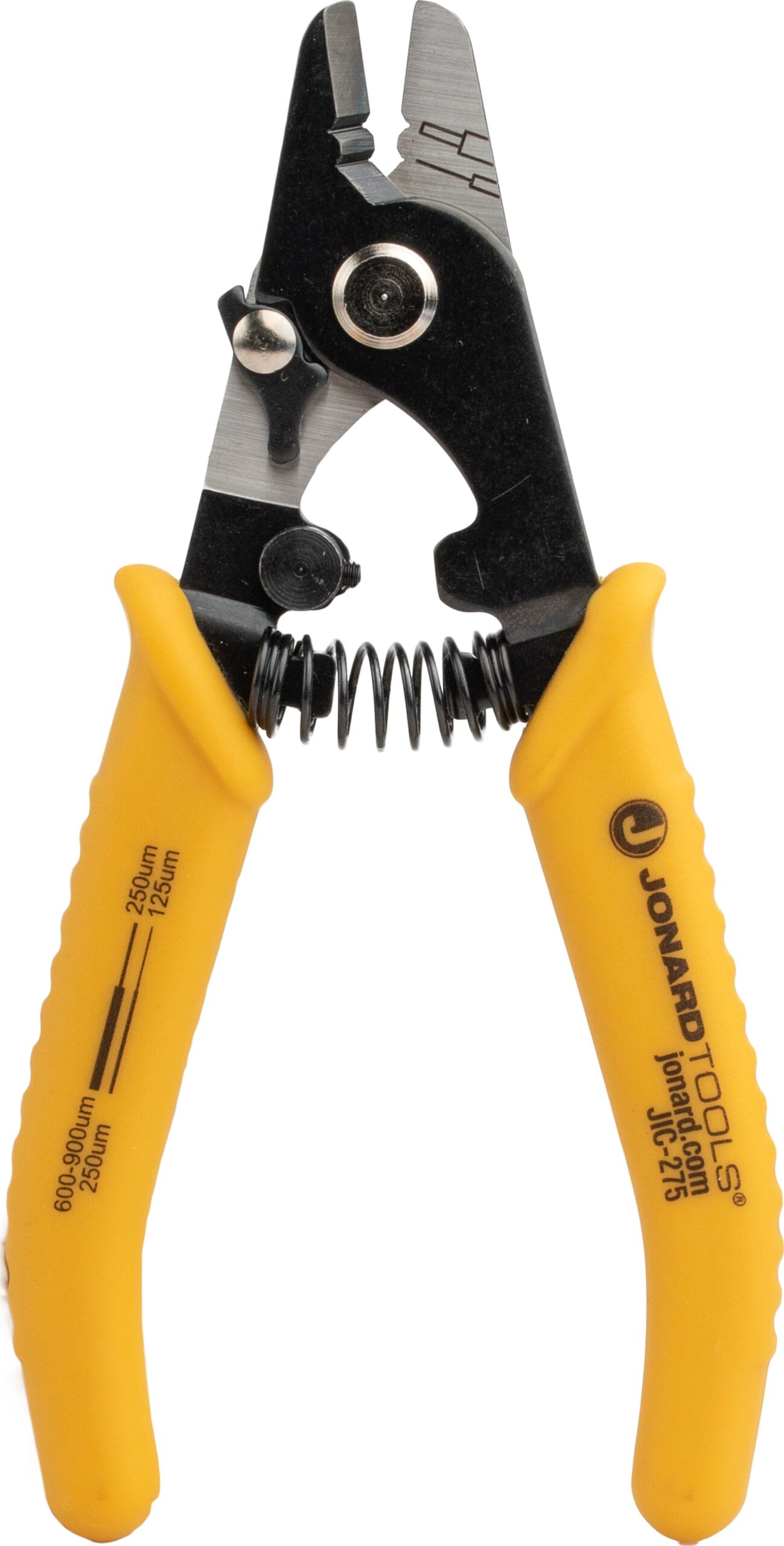 Jonard JIC-275 - Fiber Optic Stripper, 5' L, 600-900 Micron, Two Hole, Strip, TPR, Yellow