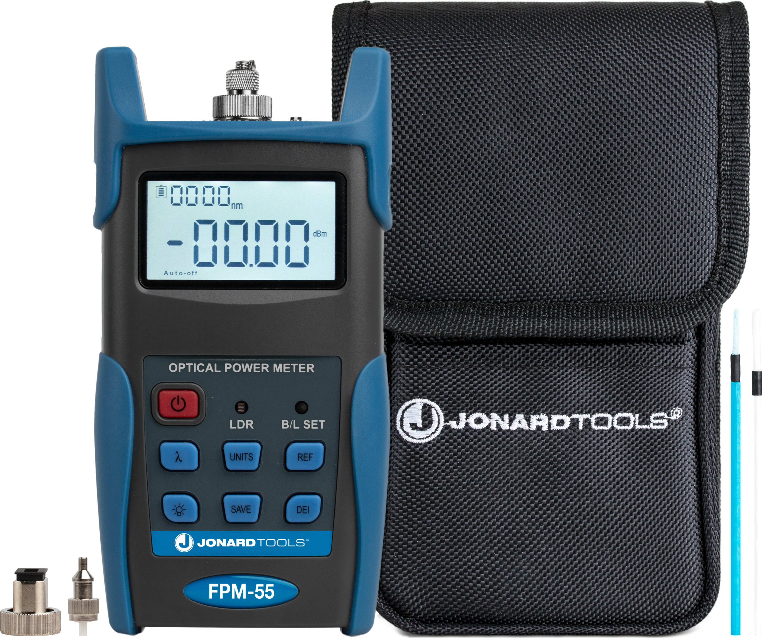 Jonard FPM-55 - Fiber Optic Power Meter with Data Storage, -50 to +26 dBm, FC/SC/LC Adapters