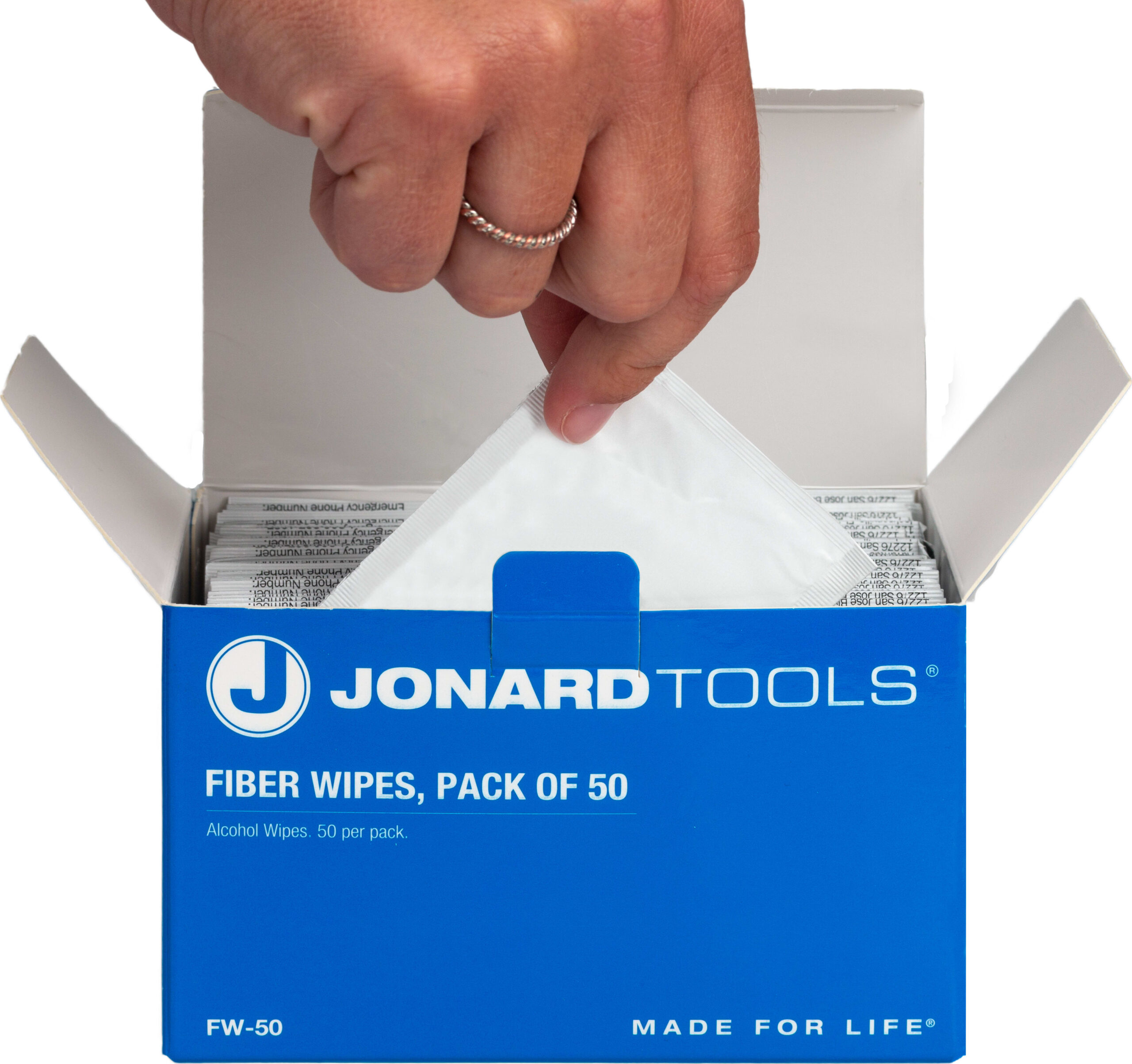 Jonard FW-50 - Fiber Wipes, Wet, Pack of 50