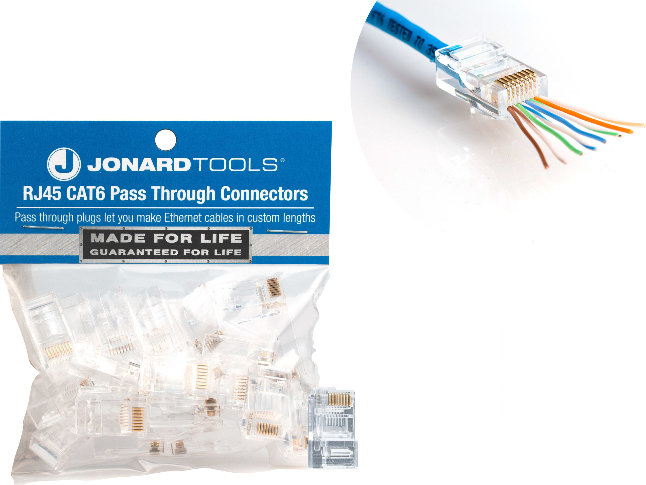 Jonard Tools RJ45-625 - CAT6 RJ45 Pass-Through Connectors (Pack of 25)
