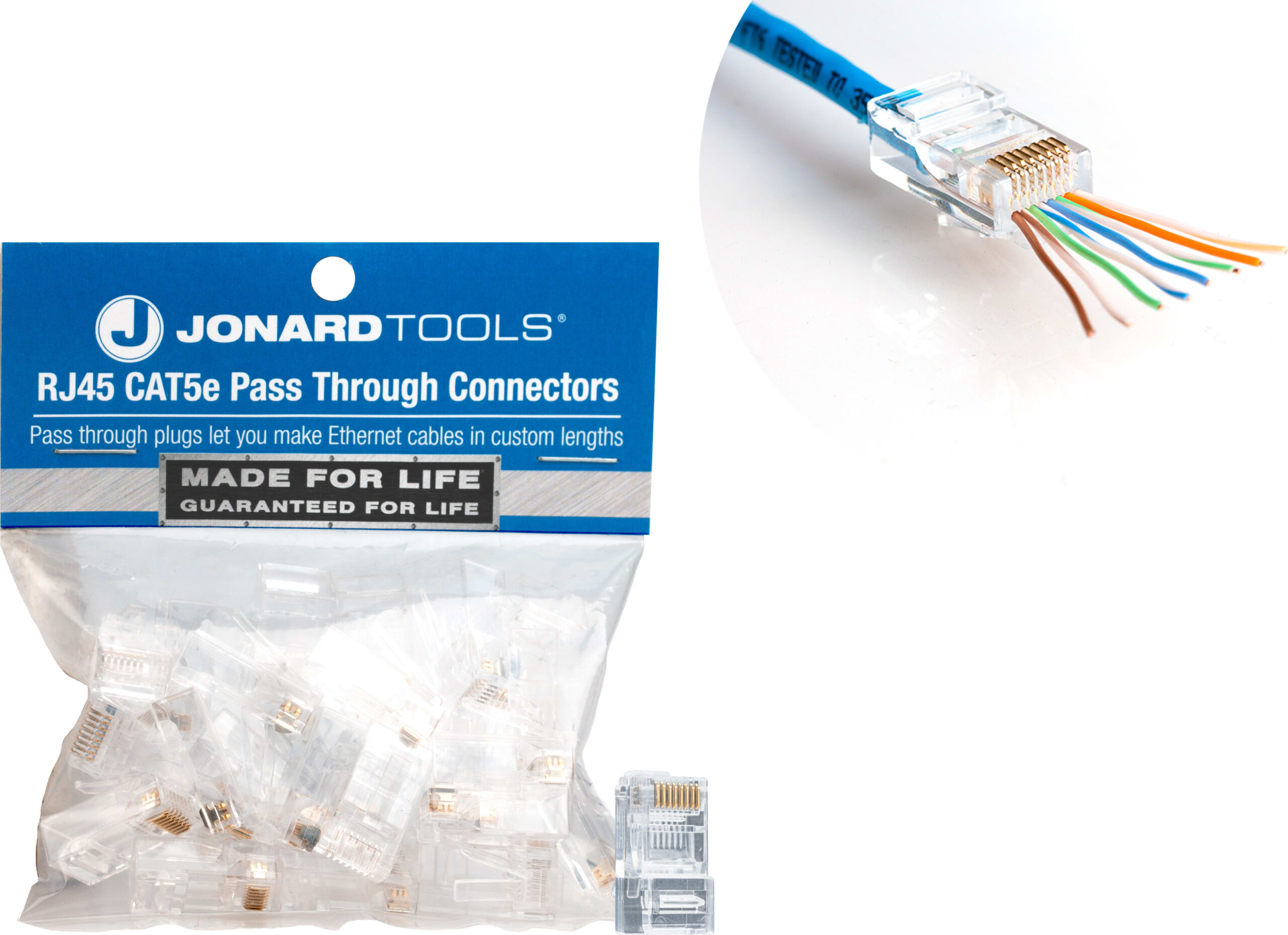 Jonard Tools RJ45-525 - CAT5e RJ45 Pass-Through Connectors (Pack of 25)
