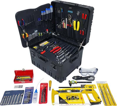 Jensen Tools JTK-93RLC - Inch Electro-Mech. Service Kit in Roto-Rugged Recessed Latch Wheeled Case