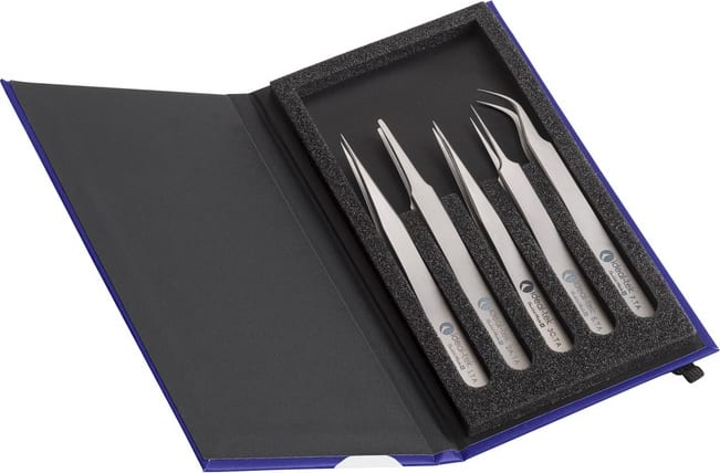 Ideal-Tek K5HP.TA - High Precision Tweezer Kit, 5-Pc., Titanium: 1, 2A, 3C, 5, 7, K5HP Series