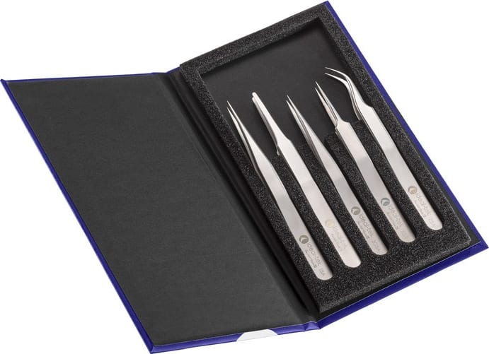 Ideal-Tek K5HP1.SA - High Precision Tweezer Kit, 5-Pc., Anti-Acid/Anti-Mag SS: 1, 2A, 3C, 5, 7