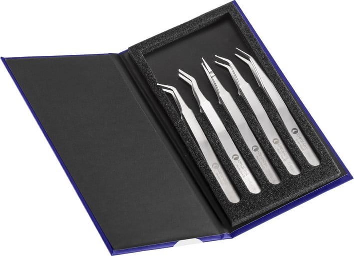 Ideal-Tek K5SMDF - SMD Tweezer Kit, 5-Pc, Anti-Acid/Anti-Mag SS: SM103, SM107, SM108, SM111, SM115