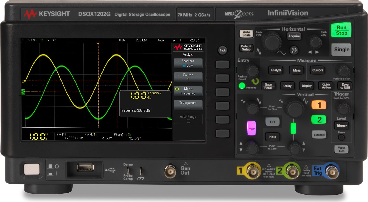 Keysight DSOX1202G - Digital Oscilloscope (70 MHz / 2 Channel / with 20 MHz Function Generator)