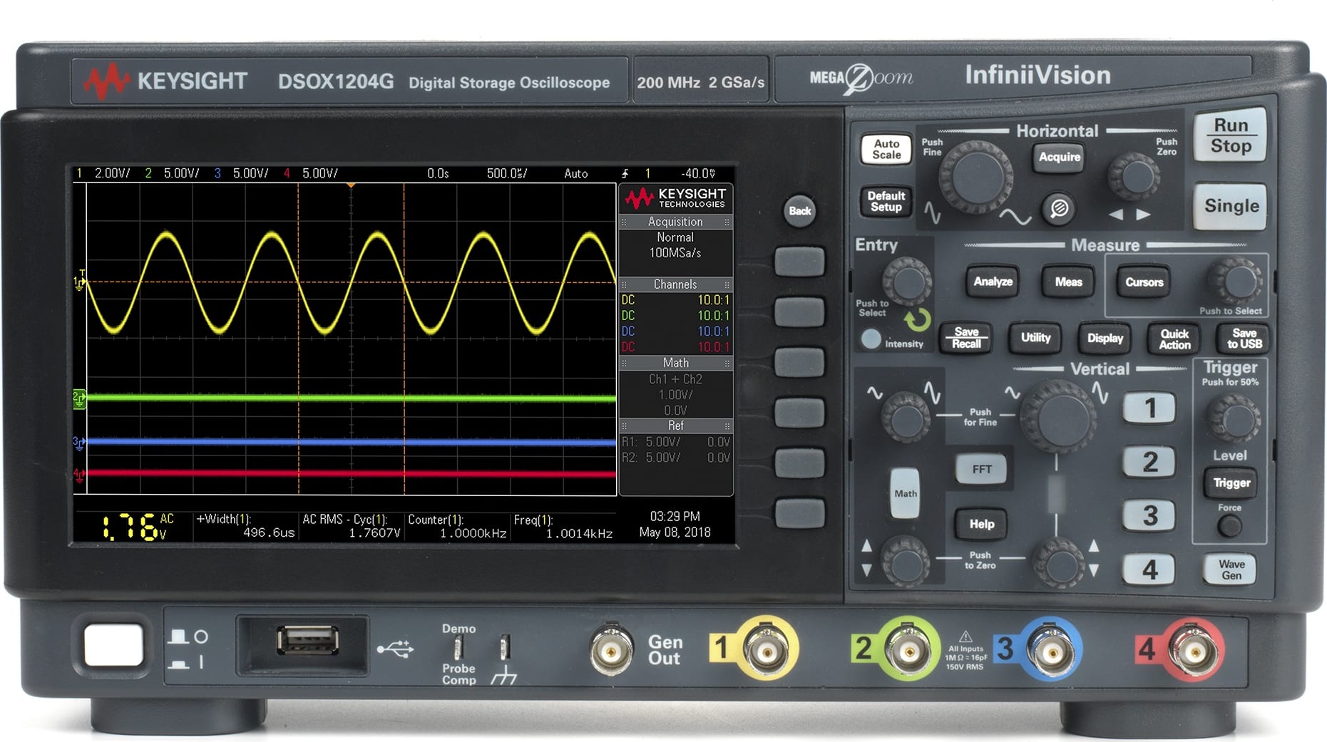 Keysight DSOX1204G - Digital Oscilloscope (70 MHz / 4 Channel / with 20 MHz Function Generator)