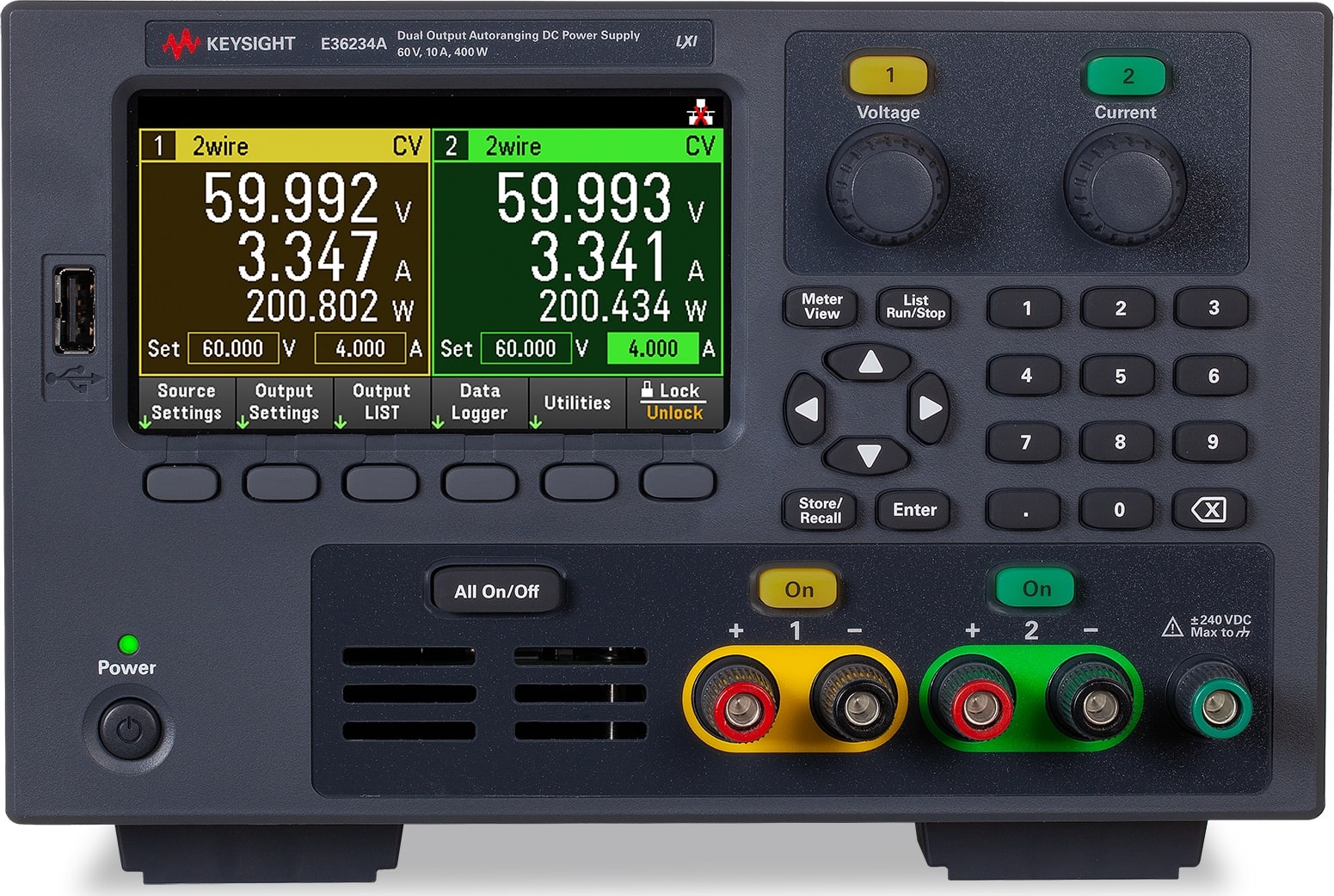 Keysight E36234A - 400W Auto-Range Dual Output Power Supply 60V/10A, LAN, USB