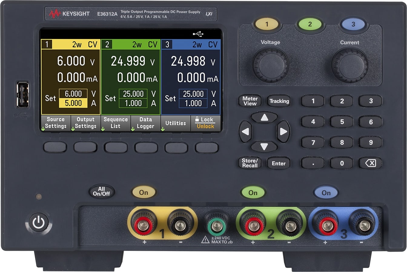 Keysight E36312A - 80W Triple Output Power Supply 6V/5A, (2) x 25V/1A, USB, LAN