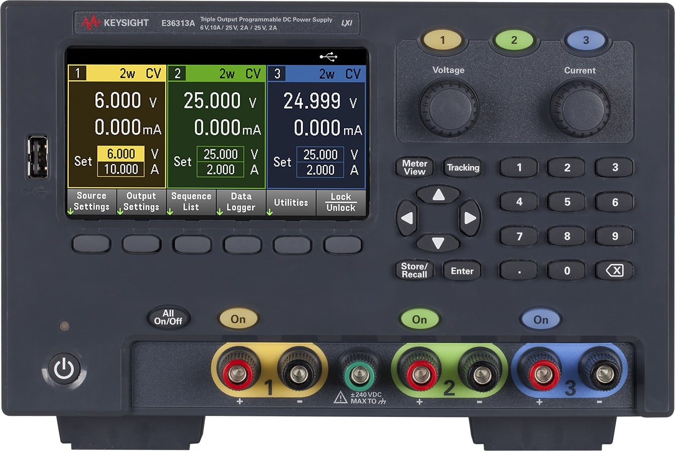 Keysight E36313A - 160W Triple Output Power Supply 6V/5A, (2) x 25V/1A, USB and LAN