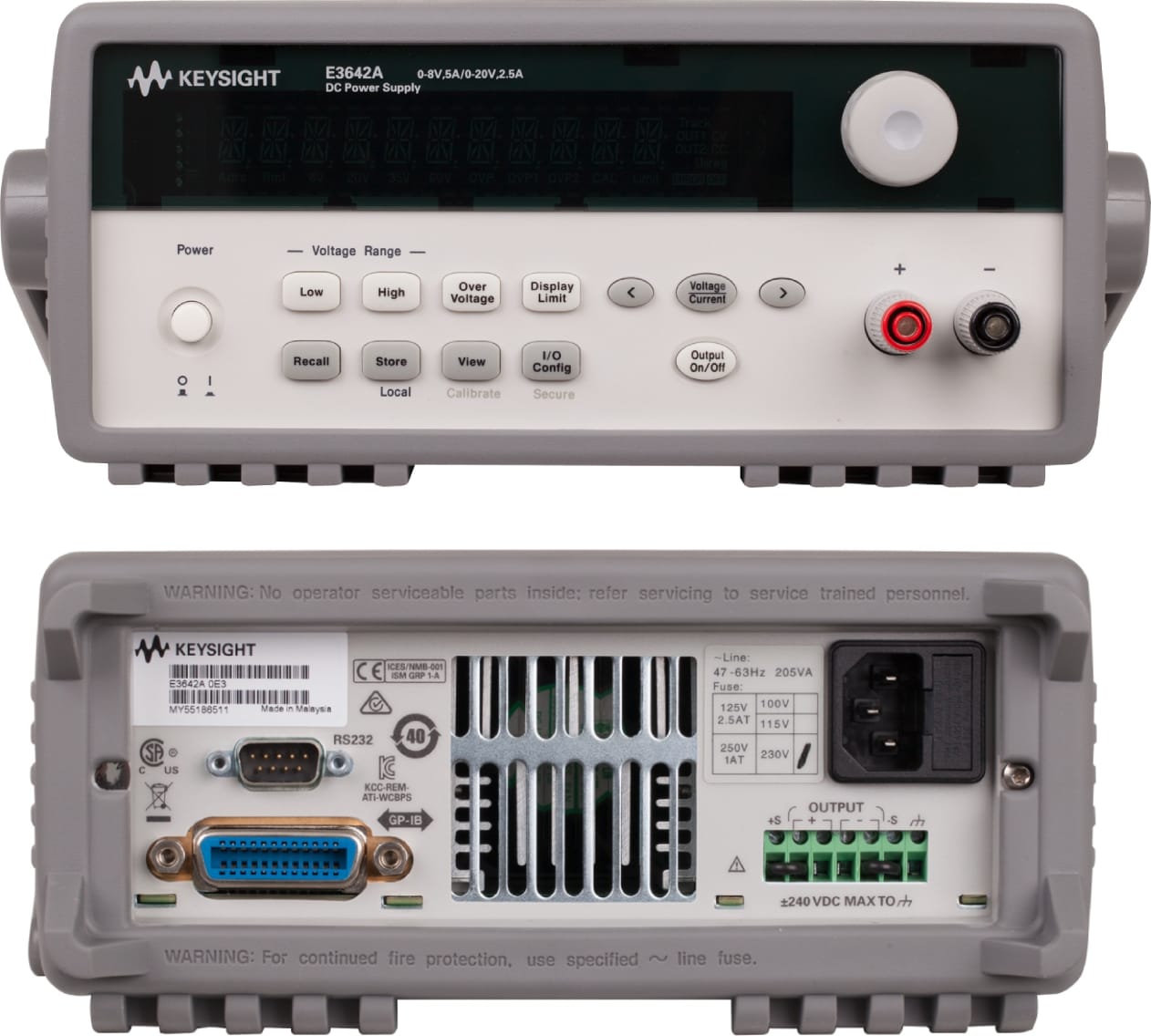 Keysight E3642A - 50W Single Output Dual Range Power Supply 0-8V/5A or 0-20V/2.5A, GPIB, RS-232