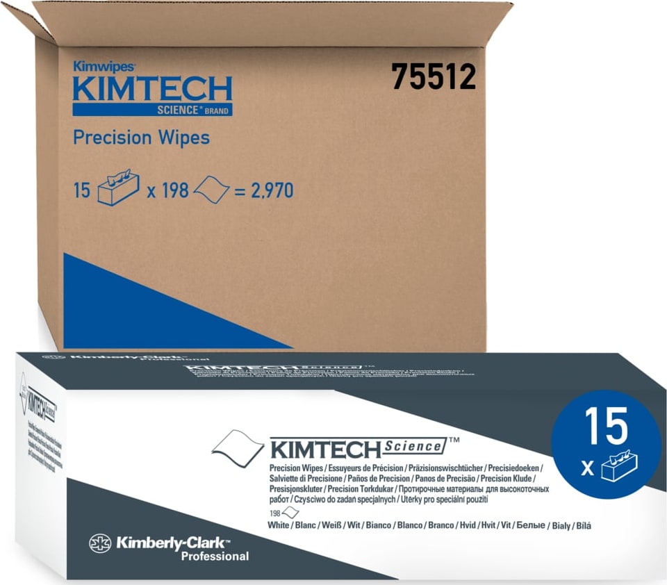 Kimberly-Clark KCC 75512 - Kimtech Science Precision Wipes (15 Boxes of 198 Wipes)