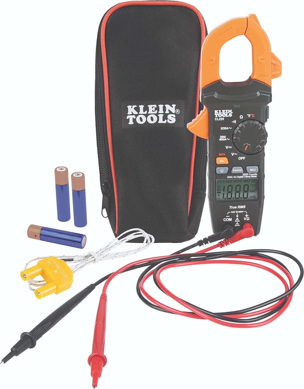 Klein CL220 - Digital Clamp Meter, AC Auto-Ranging 400 Amp with Temp