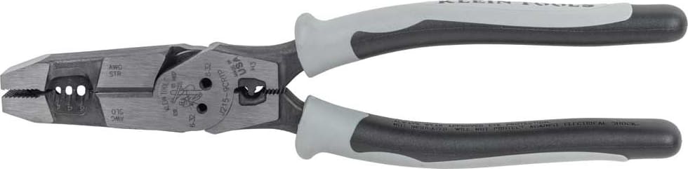 Klein Tools J2159CRTP - Hybrid Pliers with Crimper, Fish Tape Puller and Wire Stripper