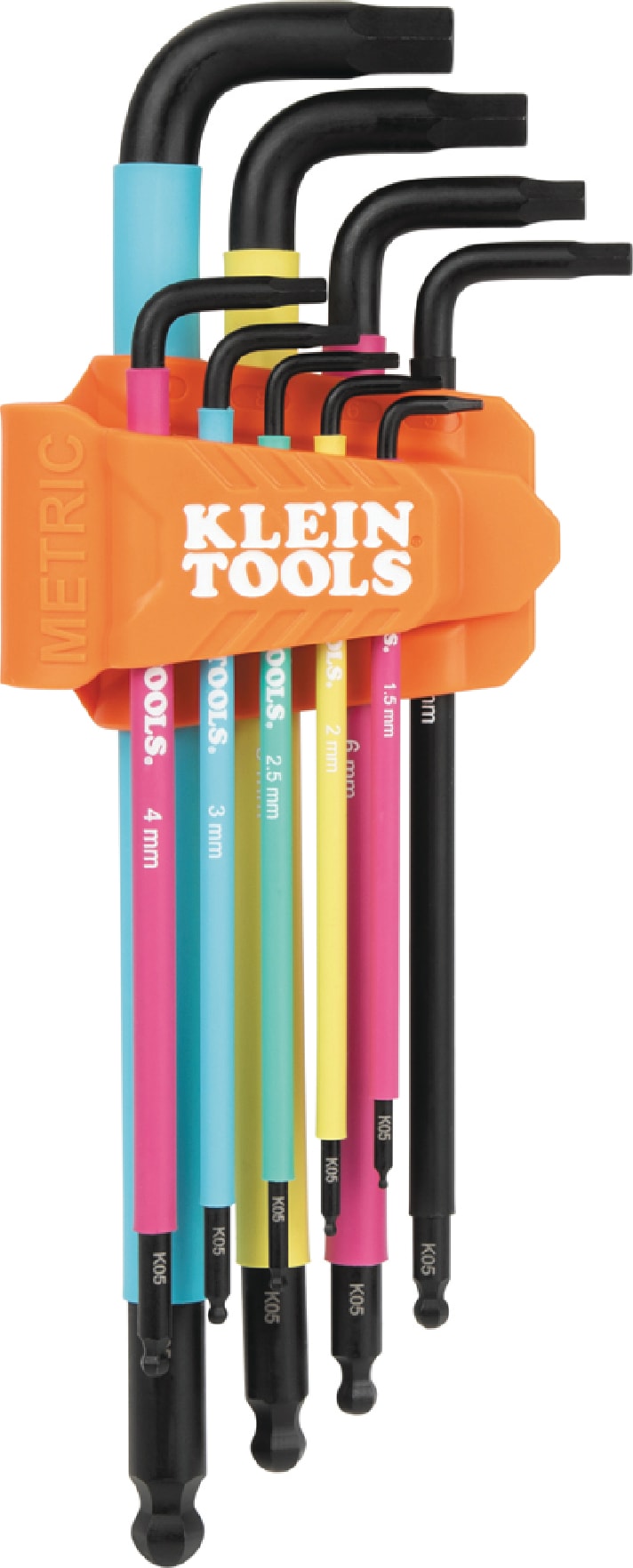 Klein Tools BLS9M - Color Coded Extra-Long L Style Hex Key Caddy Set, Metric, 9-Piece