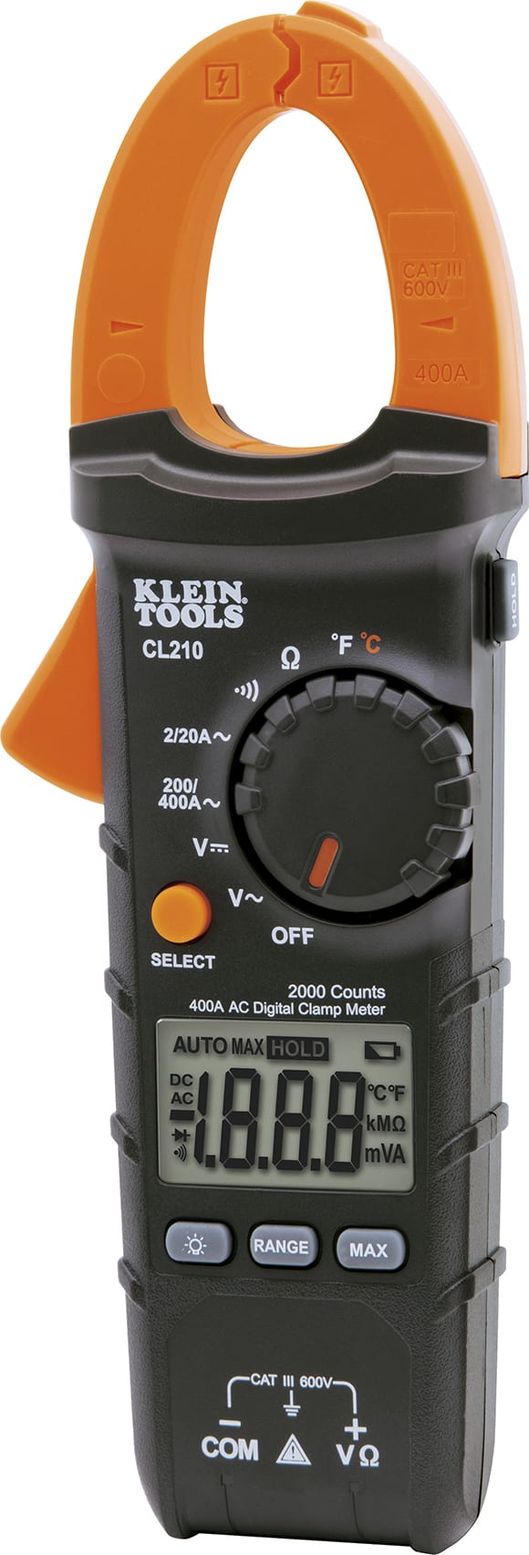 Klein Tools CL210 - Clamp Meter, Digital AC Auto-Ranging Tester with Thermocouple Probe