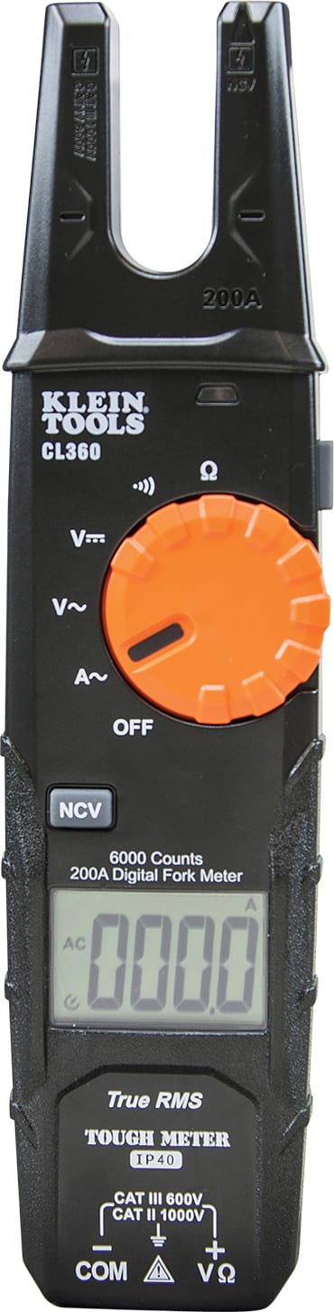 Klein Tools CL360 Open Jaw Fork Meter, 200A AC