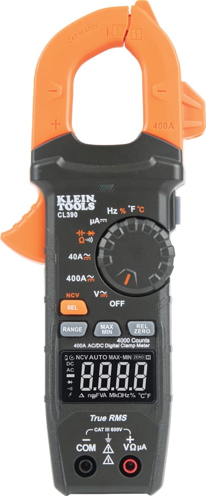 Klein Tools CL390 - Digital Electrical Tester, AC/DC Clamp Meter, Auto-Ranging, 400 Amp