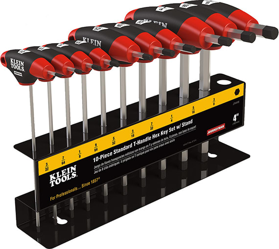 Klein Tools JTH410E - SAE T-Handle Hex Key Set, Stand, 4-Inch, 10-Piece