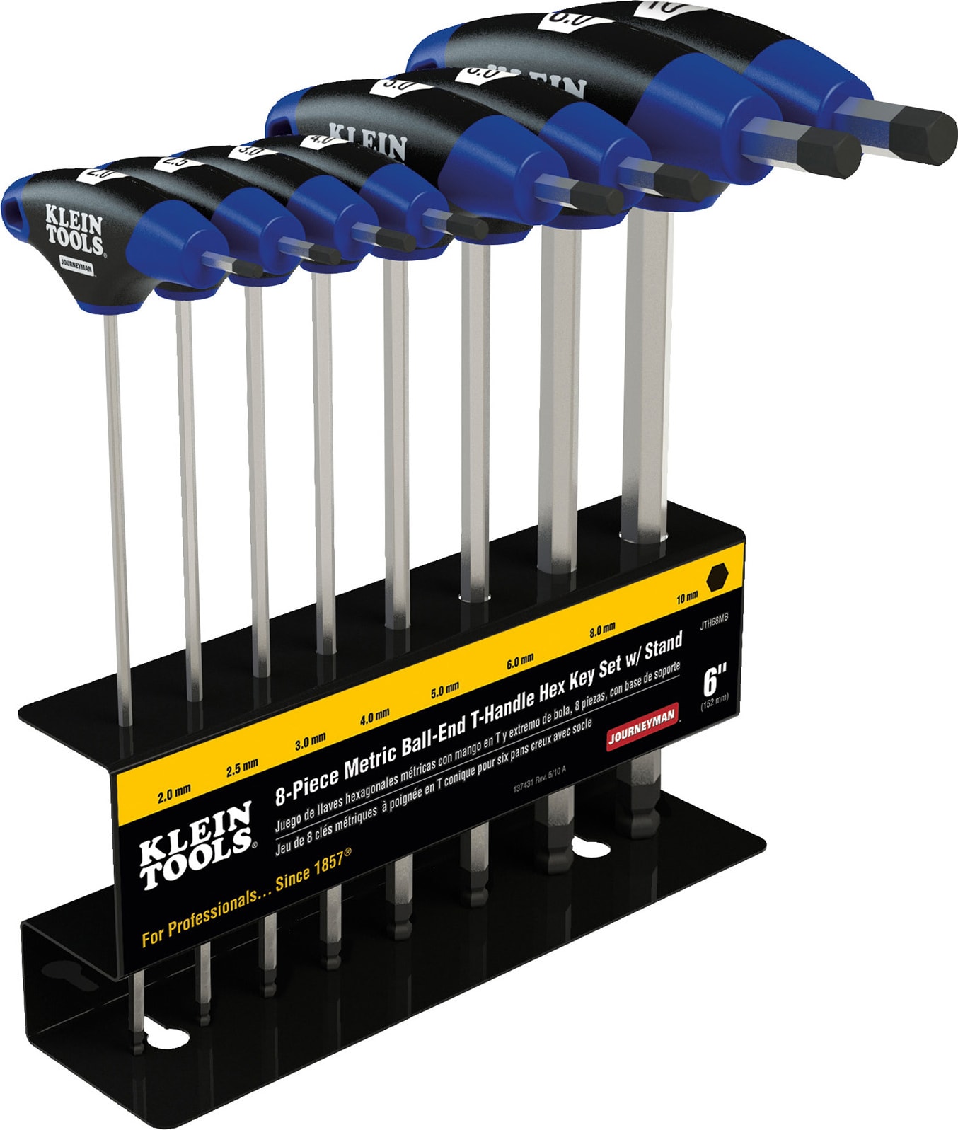 Klein Tools JTH68MB - 6-Inch Metric Ball End T-Handle Set 8-Piece