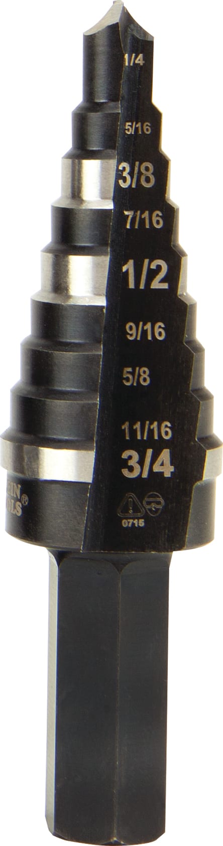Klein Tools KTSB03 - Step Drill Bit Double Fluted #3, 1/4 to 3/4-Inch