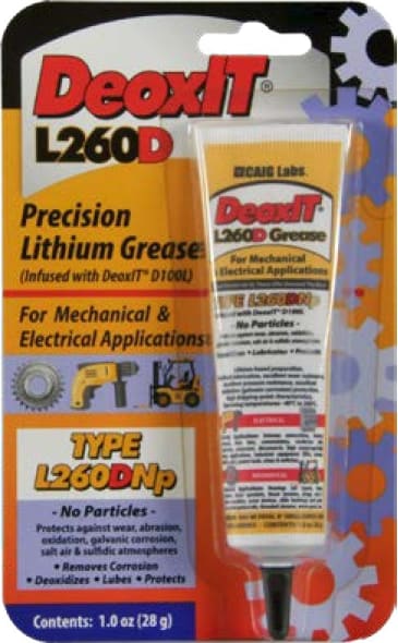 CAIG L260-DN1 - Lithium Grease, Infused w/DeoxIT Dx100L, No particles, 1 oz. Squeeze Tube