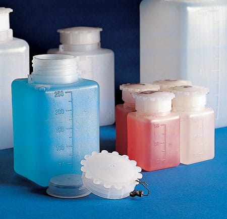 Labnet International K608 Graduated Wide Neck Square Bottles HDPE 25ML-50/pk