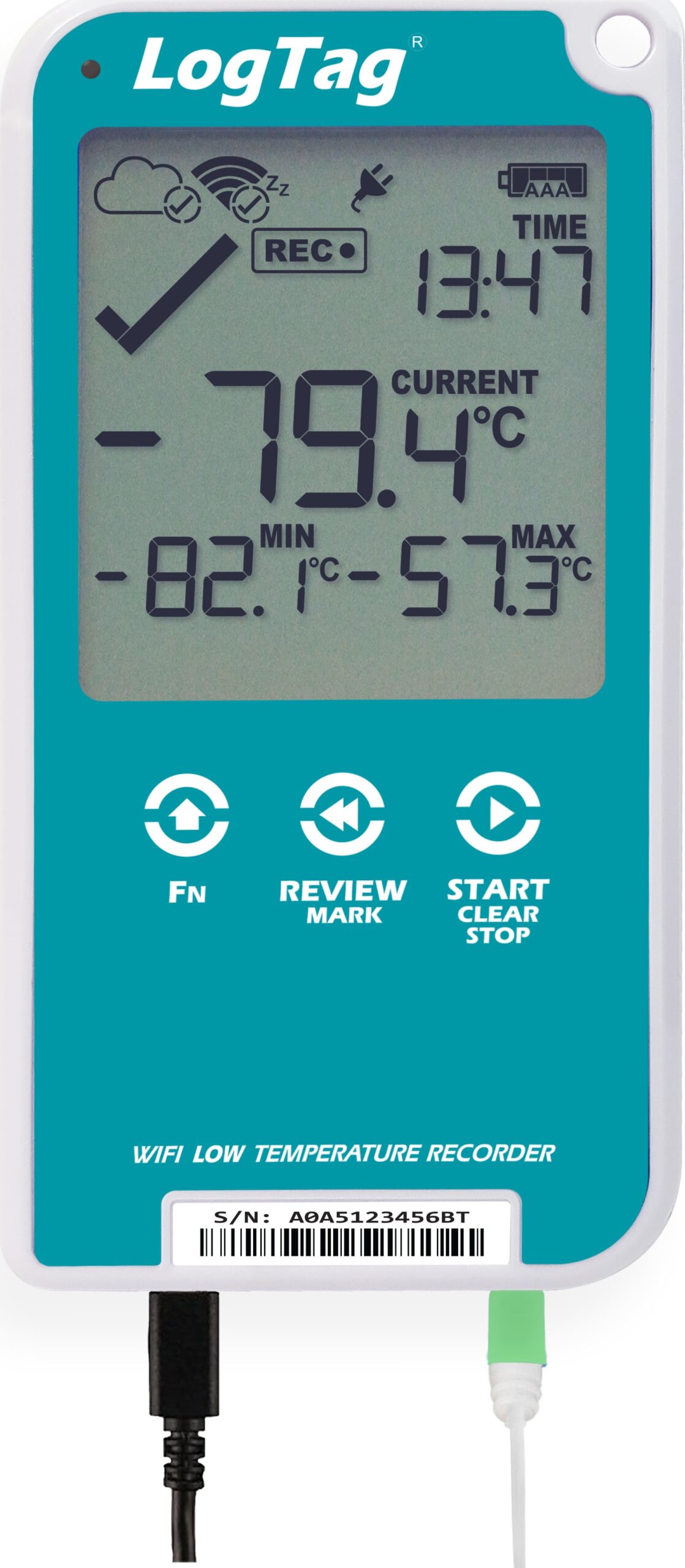 Logtag UTREL30-WiFi - 30 Day WiFi Low Temperature Logger with Display, -30°C to +60°C, USB 2.0