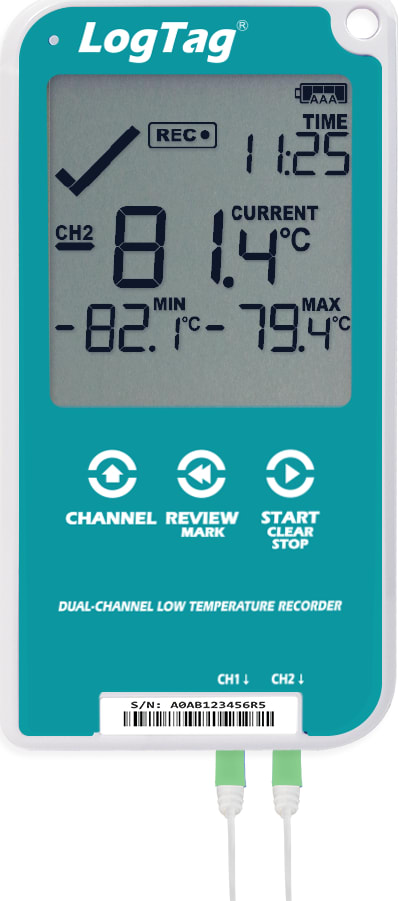 Logtag UTREL30-16 - Dual-Channel 30 Day Display Low Temperature Logger