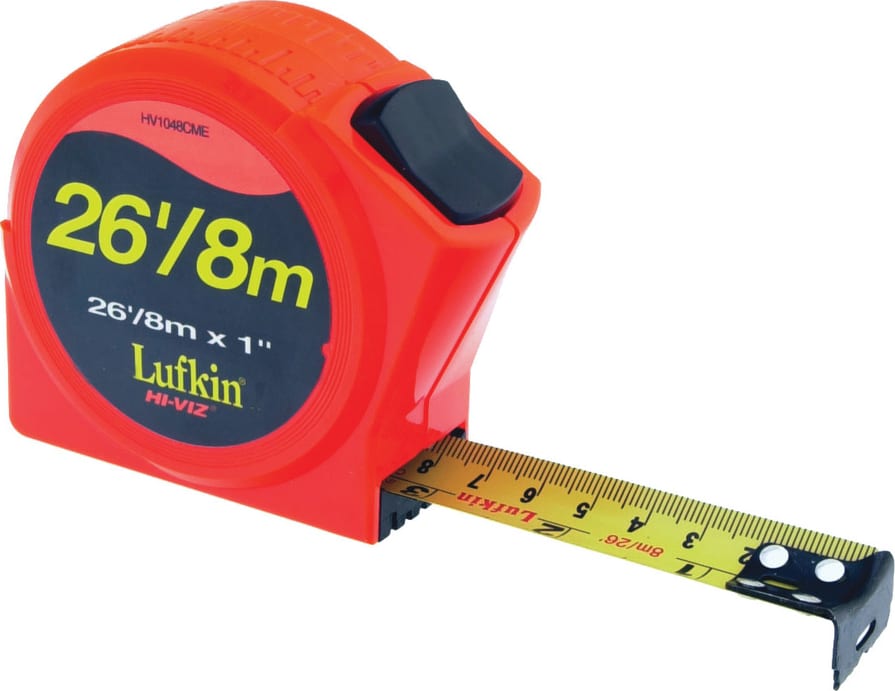Crescent Lufkin PHV1048CMEN - Measuring Tape, P1000 Series, Hi-Viz Orange, Power Return, 1in x 26ft
