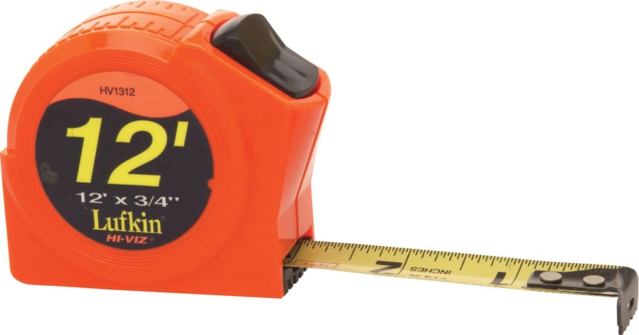 Crescent Lufkin PHV1312N - Measuring Tape, P1000 Series, Power Return, Yellow Clad, Hi-Viz, Orange, 3/4in x 12ft