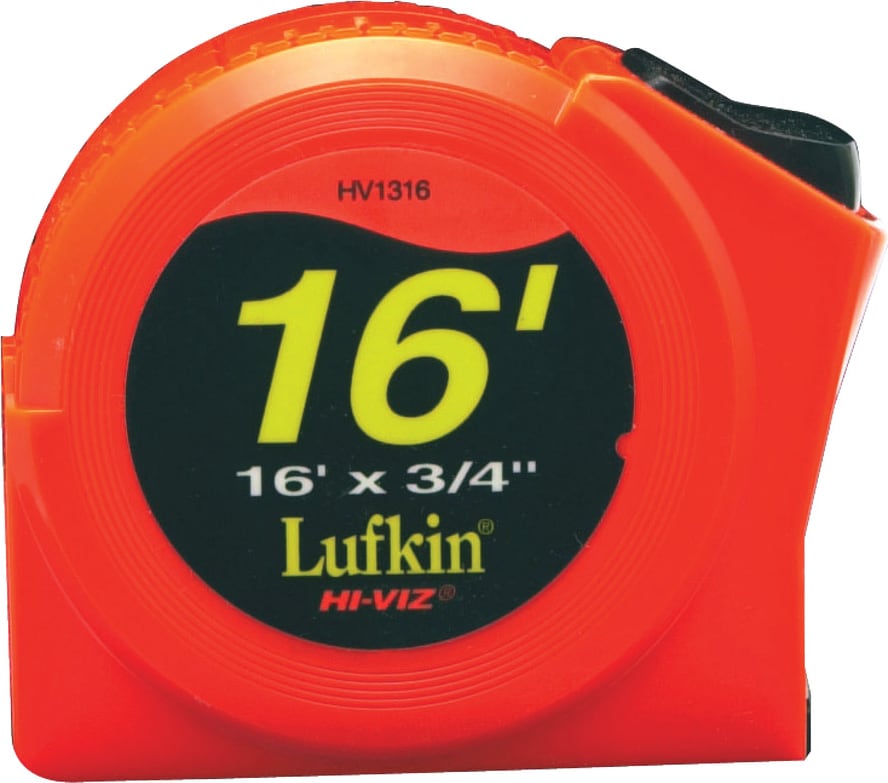 Crescent Lufkin PHV1316N - Measuring Tape, P1000 Series, Power Return, Yellow Clad, Hi-Viz, Orange, 3/4in x 16ft