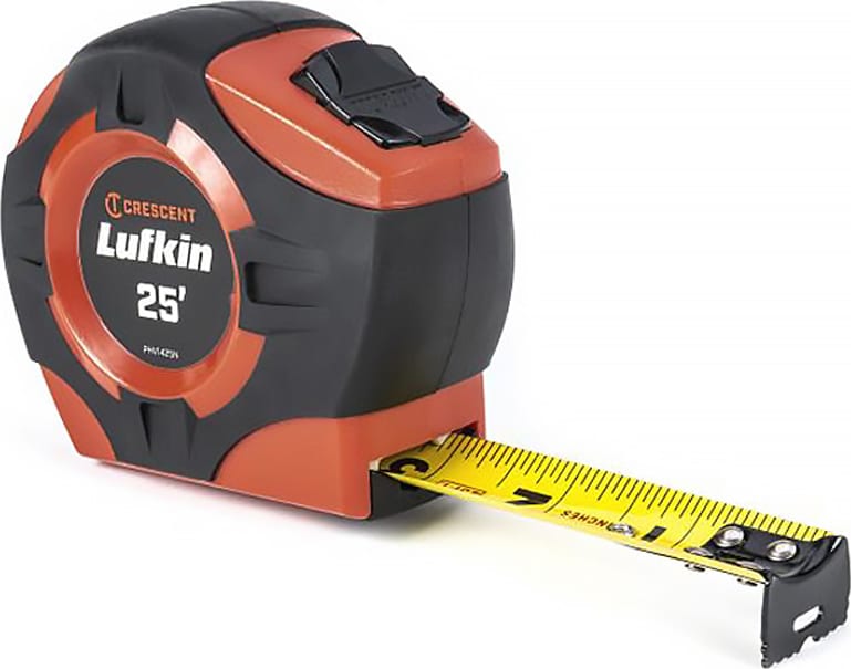 Crescent Lufkin PHV1425N - Measuring Tape, P1000 Series, Hi-Viz, PHV, Yellow Clad, A5, Orange, 1in x 25ft