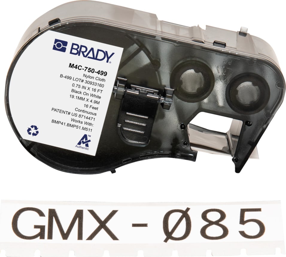 Brady M4C-750-499 - Nylon Labels, Aggressive Adhesive, BMP41 & M5 Printers, .750', Black on White