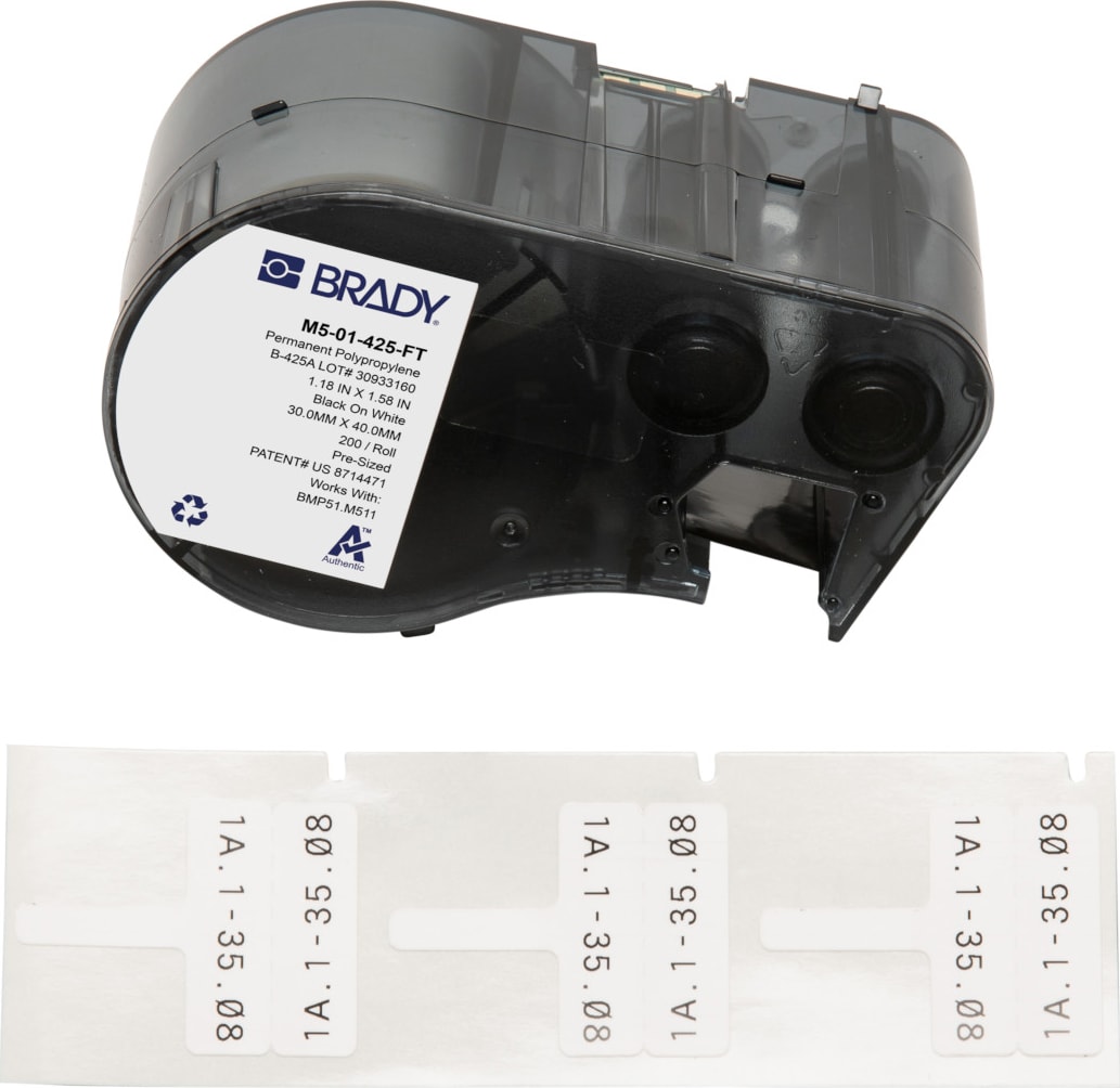 Brady M5-01-425-FT - Polypropylene Labels, Wire & Cable Flag, for M5 Printers, 1.575' H x 1.181' W