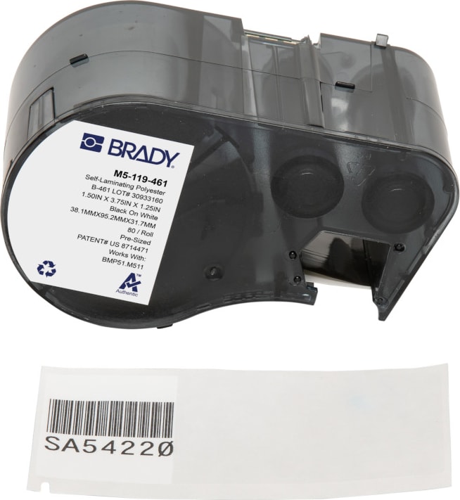 Brady M5-119-461 - Polyester Labels, Cryogenic, for M5 Printers, 1.5' H x 3.75' W, Black on White