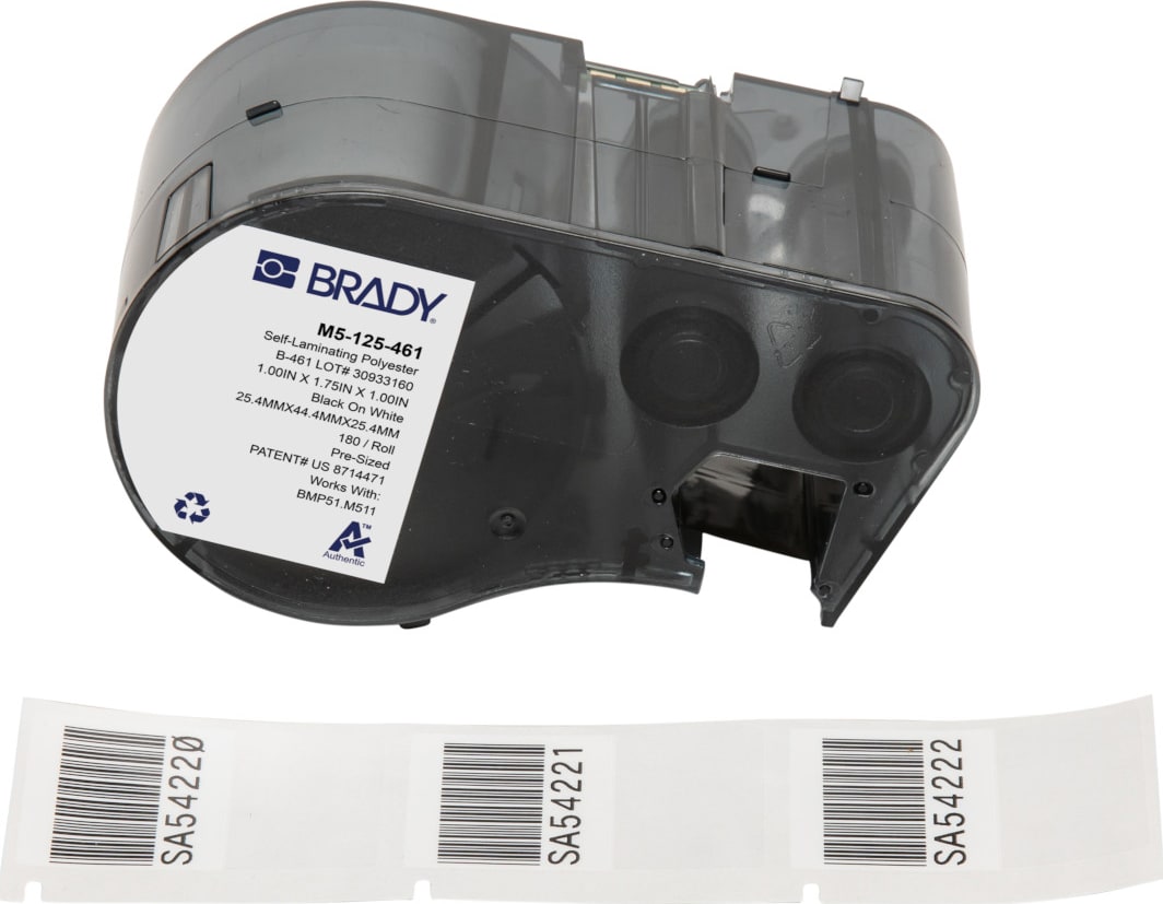 Brady M5-125-461 - Polyester Labels, Cryogenic, for M5 Printers, 1' H x 1.75' W, Black on White