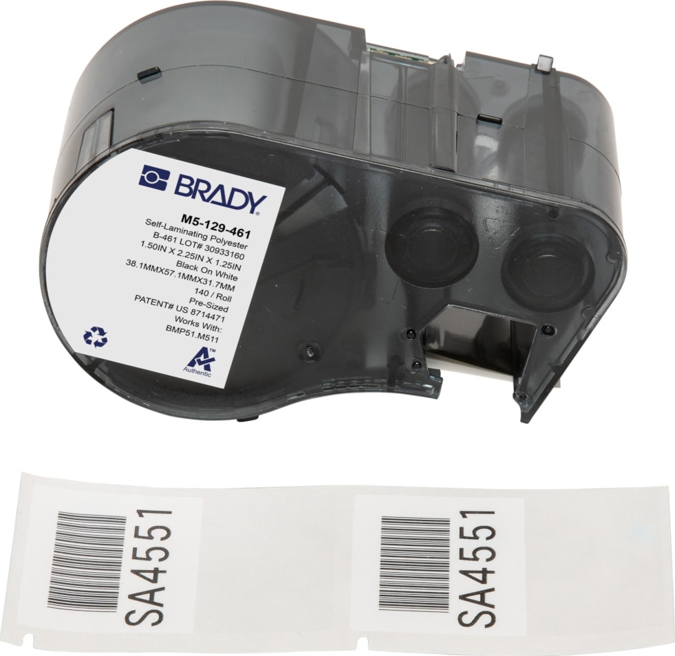 Brady M5-129-461 - Polyester Labels, Cryogenic, for M5 Printers, 1.5' H x 2.25' W, Black on White
