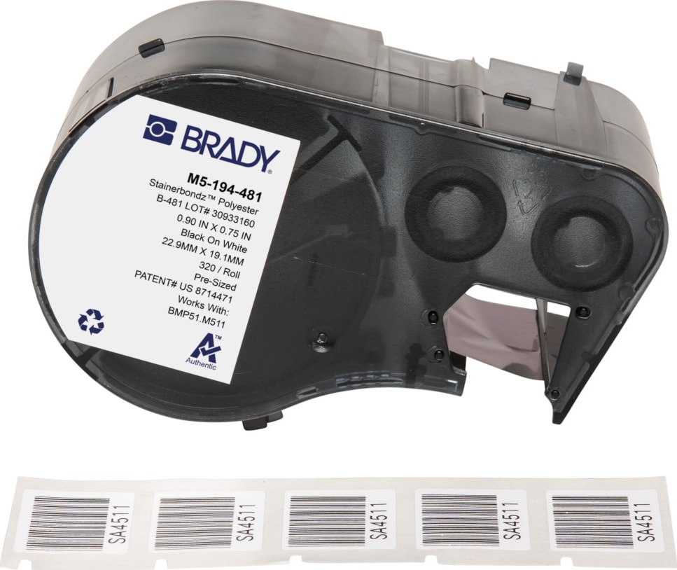 Brady M5-194-481 - Polyester Labels, Microscope Slide, M5 Printers, 0.75' x 0.9', StainerBondz Series