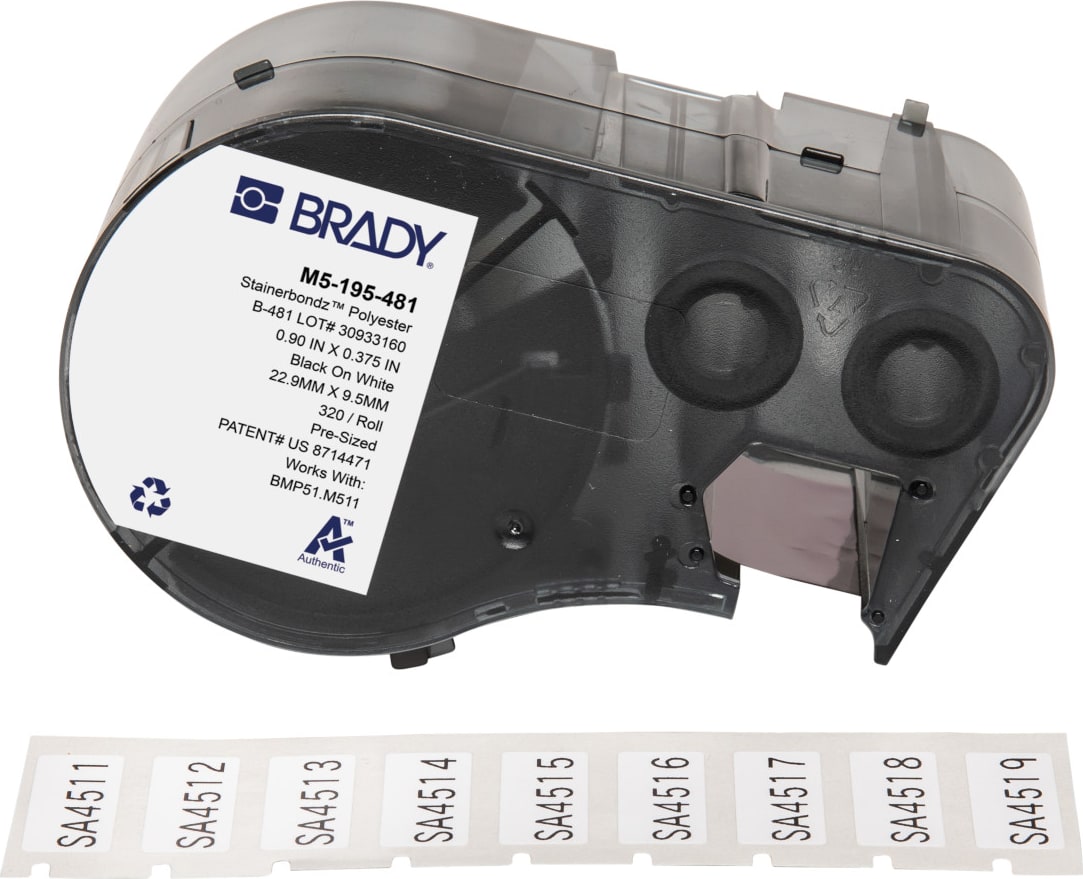 Brady M5-195-481 - Polyester Labels, Microscope Slide, M5 Printers, 0.375' x 1', StainerBondz Series