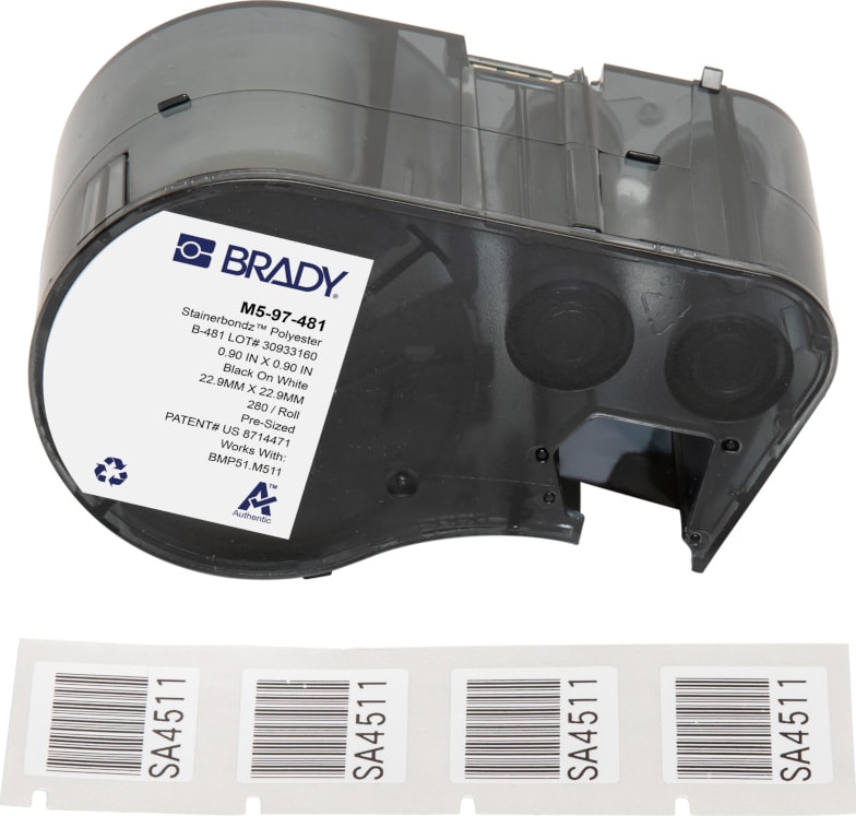 Brady M5-97-481 - Polyester Labels, Microscope Slide, M5 Printers, .9' H x .9' W, StainerBondz Series