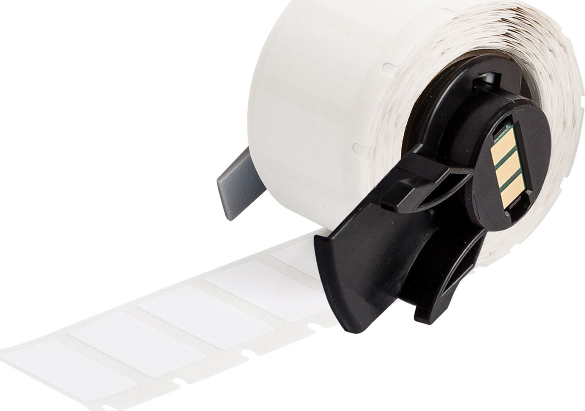 Brady M6-17-498 - Vinyl Cloth Labels, Multi-Purpose, Repositionable, White, 0.5' x 1', 500 Labels/Roll