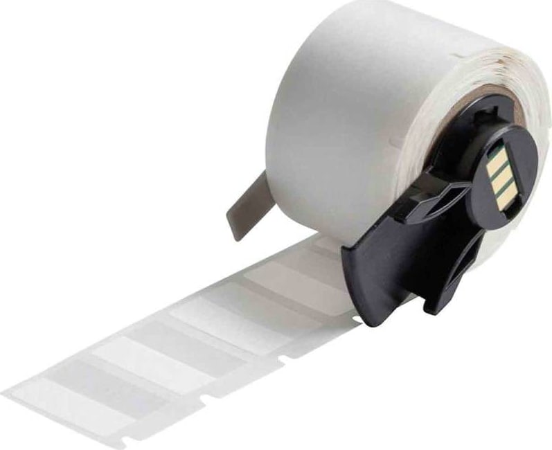 Brady M6-96-427 - Self-Laminating Vinyl Wrap Around Labels 0.75'H x 1'W, White, Clear, 250/RL