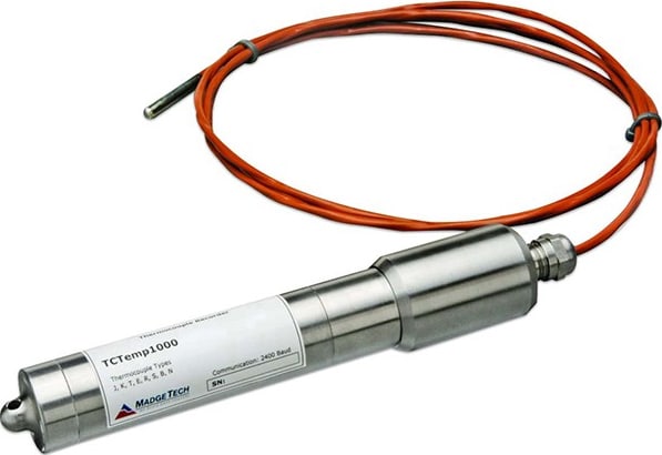 MadgeTech TCTemp1000 - Submersible, Thermocouple-based temperature data logger with stainless steel tipped 6 ft. Type K thermocouple