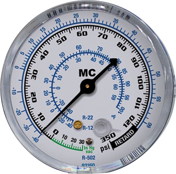 Mastercool 93350 - R12, R22, R502 Refrigerant Scale / PSI/°F, 2 1/2' Gauge (Low Side)