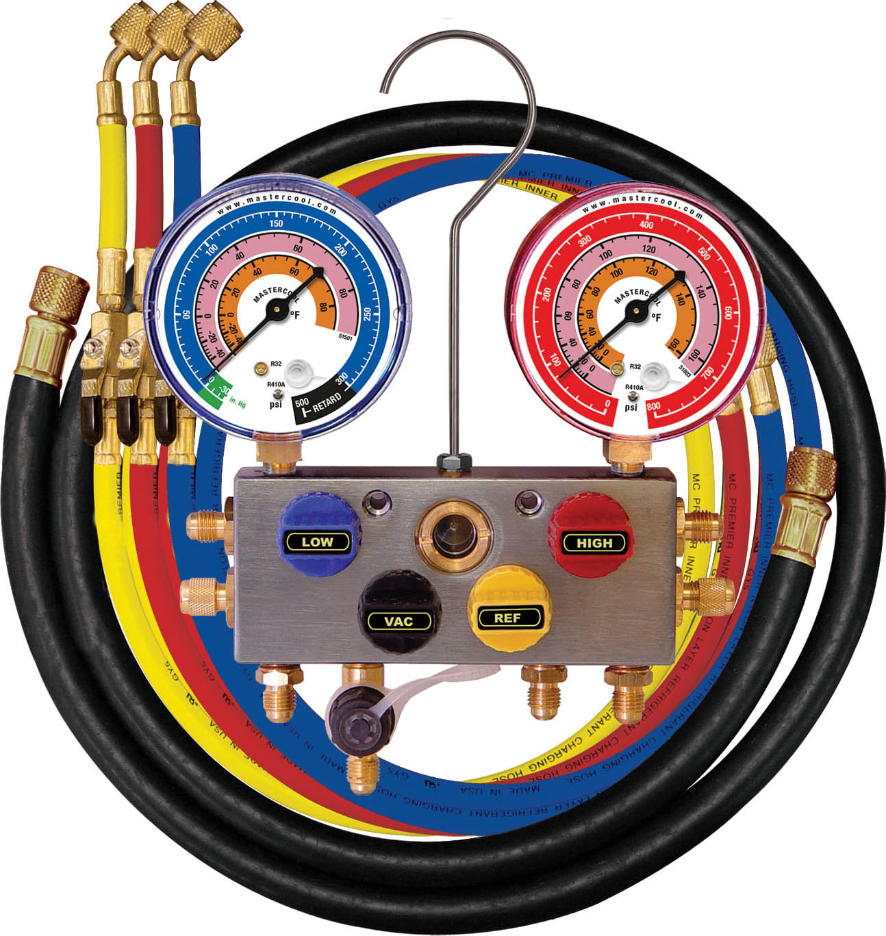 Mastercool 95572 36' Hoses with 3 1/8 Gauges
