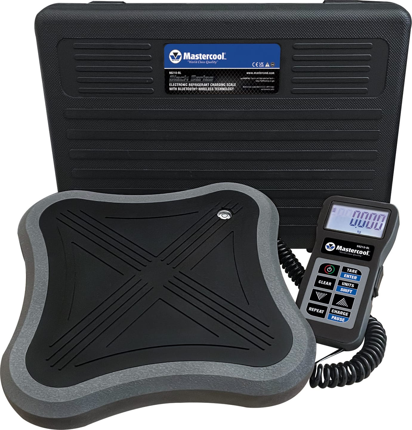 Mastercool 98210-BL - Black Series Electronic Charging Scale with Bluetooth Wireless Technology (243 lb Capacity)