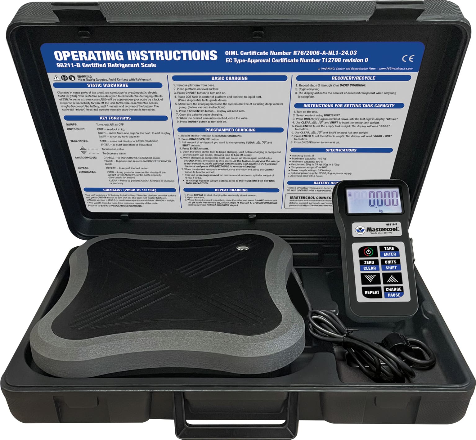 Mastercool 98211-B - Certified Electronic Charging Scale with Bluetooth Wireless Technology