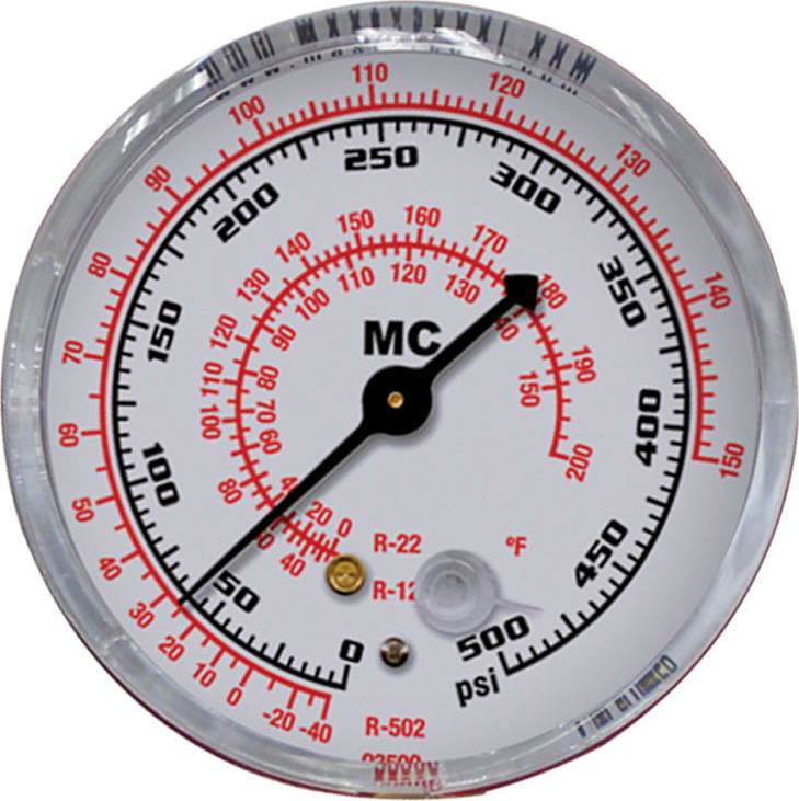 Mastercool 93500 - R12, R22 and R502 (PSI and F) High Side 2 1/2' Gauge